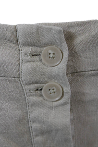 NYDJ Womens Button Front Knee Length Linen Pencil Skirt Brown Size 12