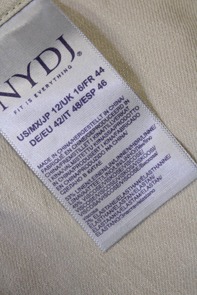 NYDJ Womens Button Front Knee Length Linen Pencil Skirt Brown Size 12