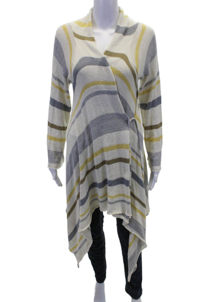 Goddis Womens Textured Long Sleeve Stripped Knit Long Top White Size M