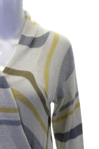 Goddis Womens Textured Long Sleeve Stripped Knit Long Top White Size M