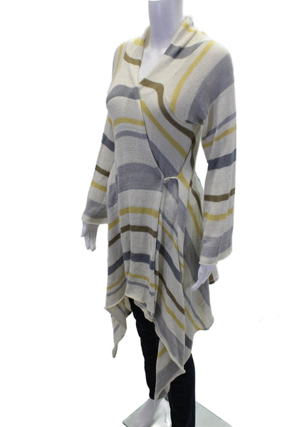 Goddis Womens Textured Long Sleeve Stripped Knit Long Top White Size M