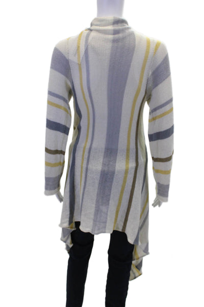Goddis Womens Textured Long Sleeve Stripped Knit Long Top White Size M