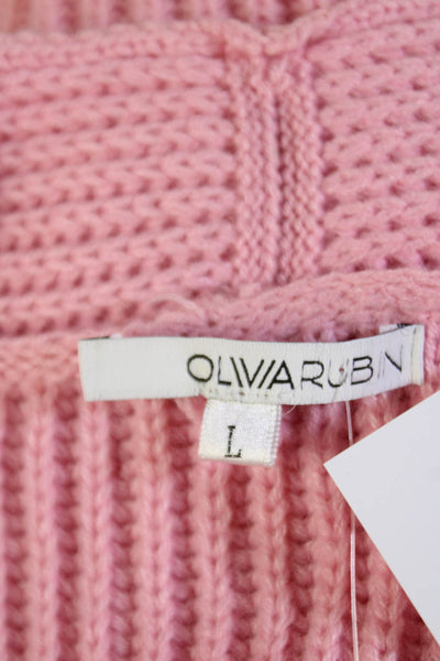 Olivia Rubin Womens Color Block Crystal Heart Cardigan Sweater Pink White Large