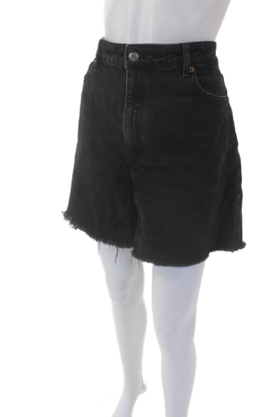 H&M Womens High Rise Distressed Dad Shorts Black Size 12