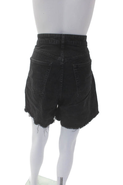 H&M Womens High Rise Distressed Dad Shorts Black Size 12