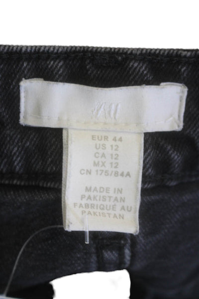 H&M Womens High Rise Distressed Dad Shorts Black Size 12