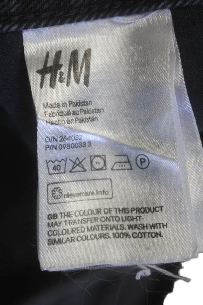 H&M Womens High Rise Distressed Dad Shorts Black Size 12