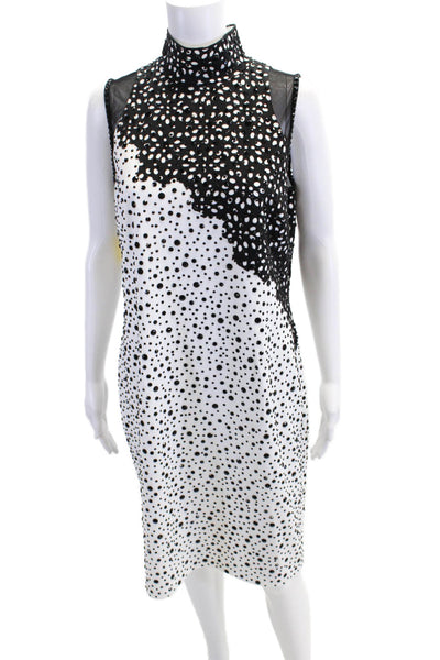 Grayse Womens Rhinestone High-Neck Zip Sleeveless Midi Dress White Size XS