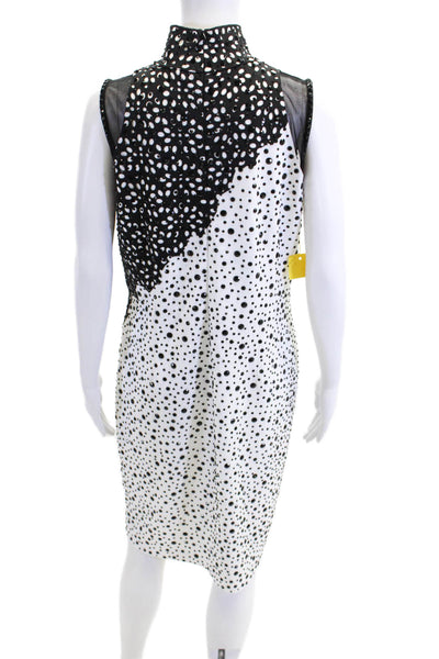 Grayse Womens Rhinestone High-Neck Zip Sleeveless Midi Dress White Size XS