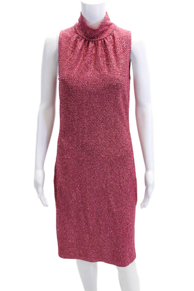 Grayse Womens Metallic High Neck Sleeveless Side Slit Midi Dress Pink Size XS