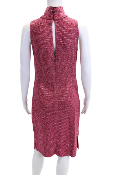 Grayse Womens Metallic High Neck Sleeveless Side Slit Midi Dress Pink Size XS