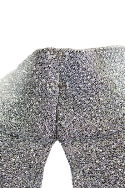 Grayse Womens Metallic High Neck Sleeveless Side Slit Midi Dress Gray Size XS