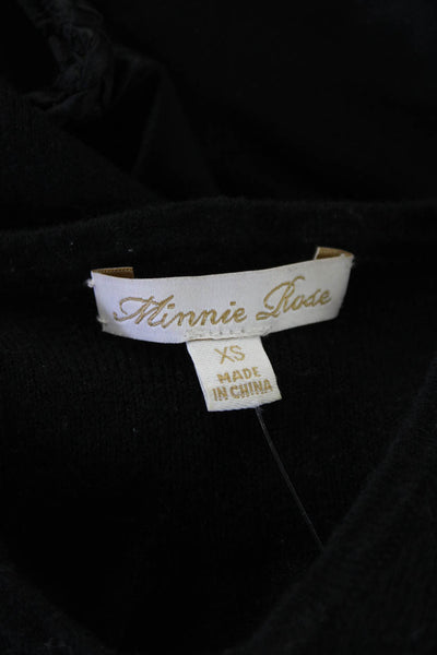 Minnie Rose Womens Cotton Long Neckline Cut Out Detail Tank Top Black Size XS