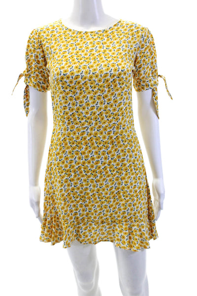 Faithfull The Brand Women's Short Sleeves Fitted Floral Mini Dress Size XS