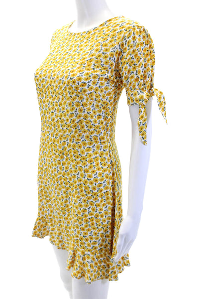 Faithfull The Brand Women's Short Sleeves Fitted Floral Mini Dress Size XS