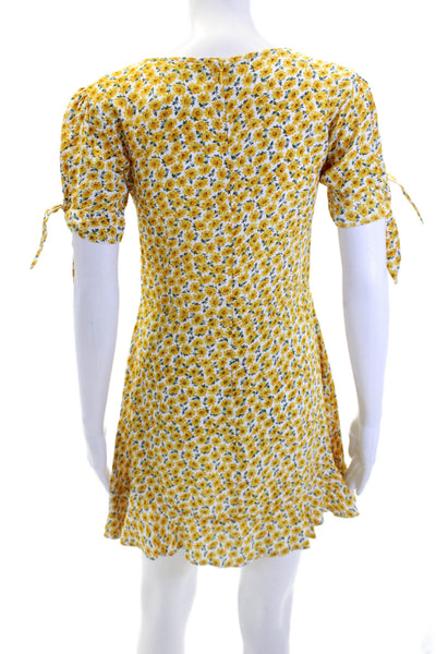 Faithfull The Brand Women's Short Sleeves Fitted Floral Mini Dress Size XS