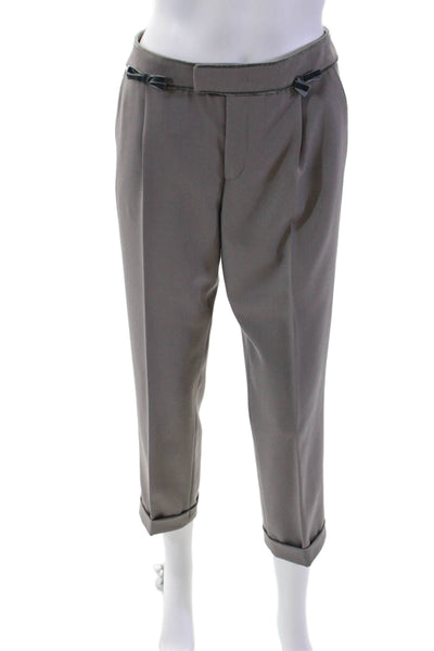 RED Valentino Women's Hook Closure Cuff Hem Straight Leg Pants Gray Size 32