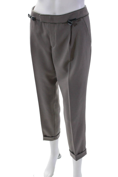 RED Valentino Women's Hook Closure Cuff Hem Straight Leg Pants Gray Size 32