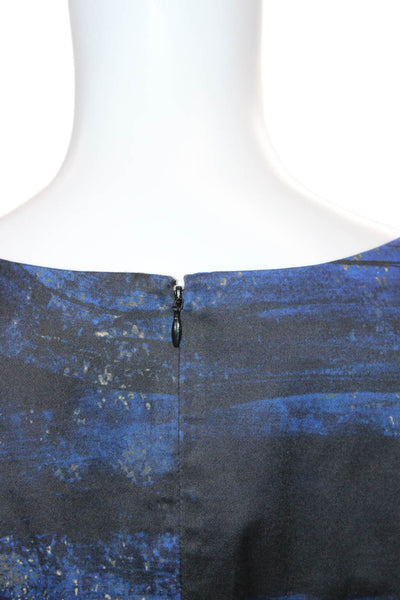 Lafayette 148 New York Womens Marbled Print Sheath Dress Blue Multi Size 2
