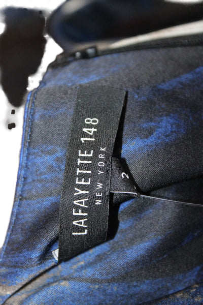 Lafayette 148 New York Womens Marbled Print Sheath Dress Blue Multi Size 2