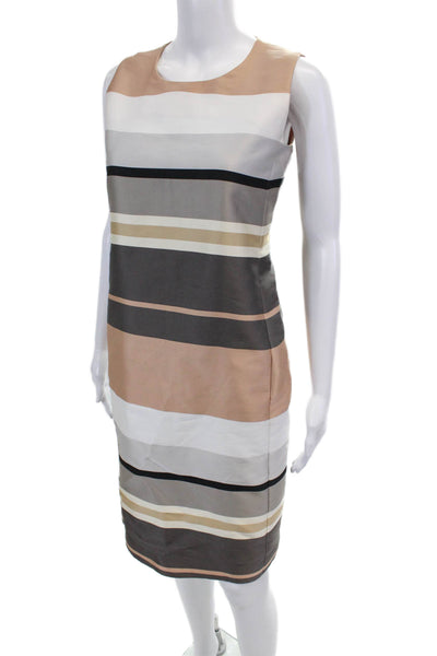 Lafayette 148 New York Womens Striped Sleeveless Shift Dress Multi Size 2