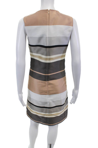 Lafayette 148 New York Womens Striped Sleeveless Shift Dress Multi Size 2
