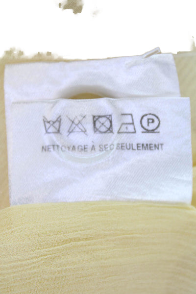 Ports 1961 Womens Linen Silk Lined Pleated Wide Leg Trousers Yellow Size 4