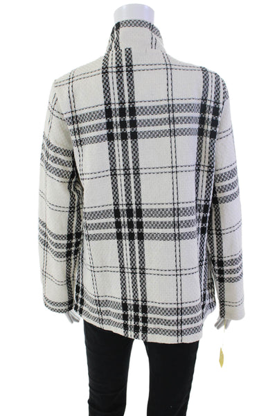 Shana Womens Plaid Long Sleeves Button Down Jacket White Black Size Extra Large
