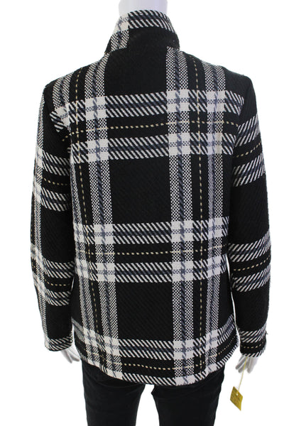 Shana Womens Plaid Long Sleeves Button Down Shirt Black White Size Small