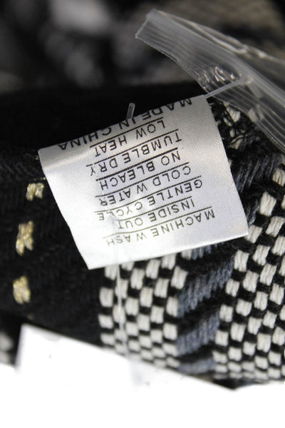 Shana Womens Plaid Long Sleeves Button Down Shirt Black White Size Small