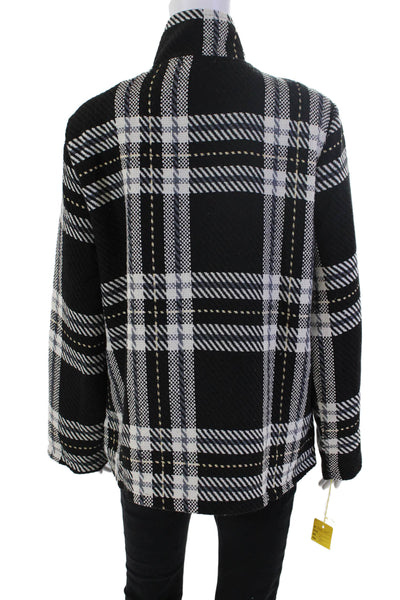 Shana Womens Plaid Long Sleeves Button Down Shirt Black White Size Extra Large