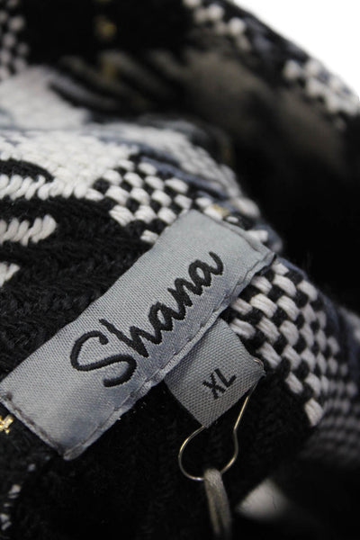 Shana Womens Plaid Long Sleeves Button Down Shirt Black White Size Extra Large