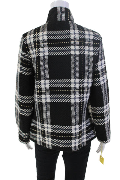 Shana Womens Plaid Button Down Long Sleeves Shirt Black White Size Extra Small