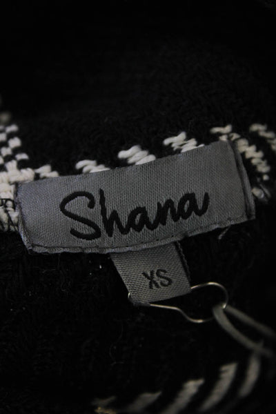 Shana Womens Plaid Button Down Long Sleeves Shirt Black White Size Extra Small