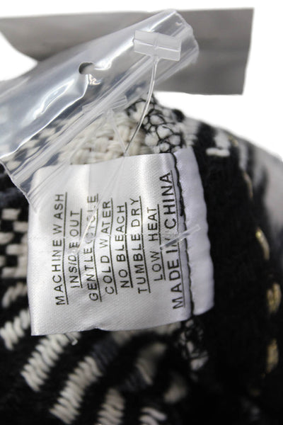 Shana Womens Plaid Long Sleeves Button Down Shirt Black White Size Large