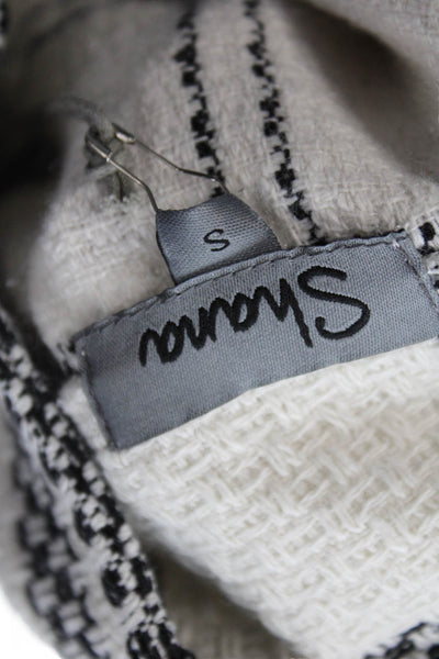 Shana Womens Plaid Button Down Long Sleeves Jacket White Black Size Small