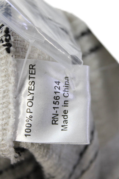 Shana Womens Plaid Button Down Long Sleeves Jacket White Black Size Small