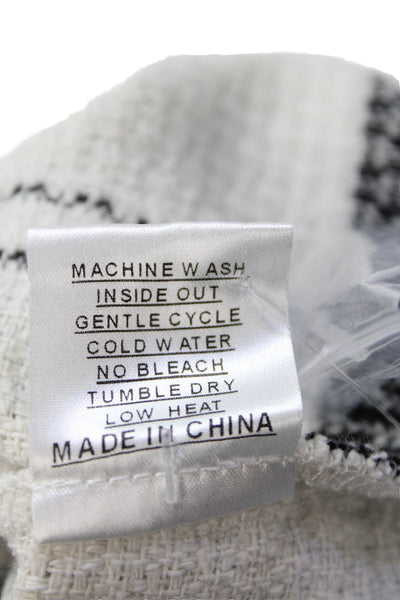 Shana Womens Plaid Button Down Long Sleeves Jacket White Black Size Small