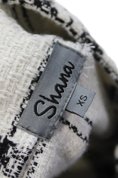 Shana Womens Plaid Long Sleeves Button Down Jacket White Black Size Extra Small