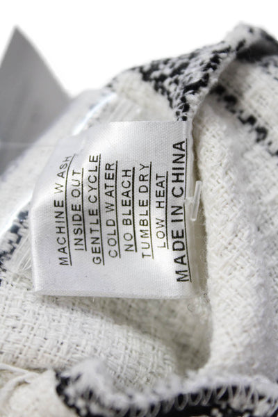 Shana Womens Plaid Long Sleeves Button Down Jacket White Black Size Extra Small