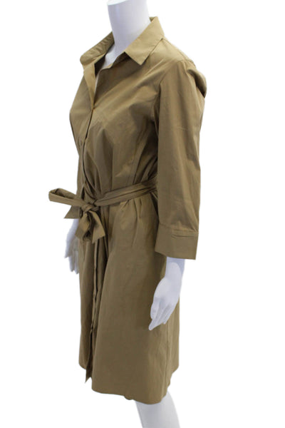 Dantendorfer Womens Cotton 3/4 Sleeve Waist Tied Shirt Dress Beige Size EUR 40