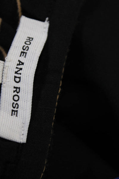 Rose And Rose Womens Floral Embroidered Long Sleeve Top Black Brown Size XS