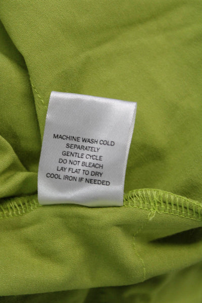 Isle Womens Cotton Long Sleeve Ruffled Knee Length Dress Green Size XL