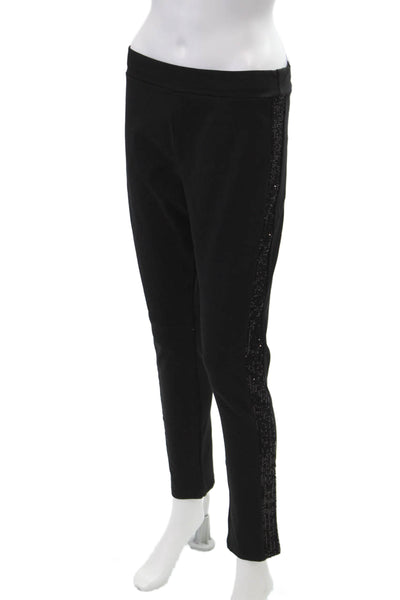Flora Ashley Womens Sequined Stretch High-Rise Tapered Pants Black Size XS