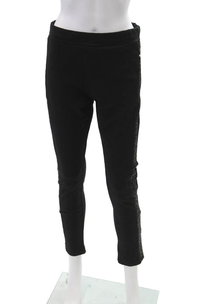 Flora Ashley Womens Sequined Stretch High-Rise Tapered Pants Black Size XS