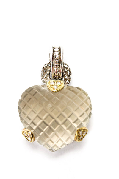Judith Ripka Womens Sterling Silver 18K Yellow Gold Accent Quartz + Diamond Hear