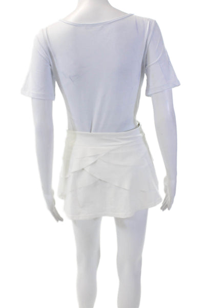 Nike X Soul Cycle Womens Pull On Layered Ruffle Active Skort Skirt White Size S