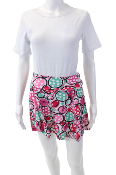Bella Bella Sport Womens Printed Lined Pull On Skort Skirt Pink Combo Size S