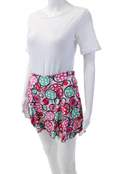 Bella Bella Sport Womens Printed Lined Pull On Skort Skirt Pink Combo Size S