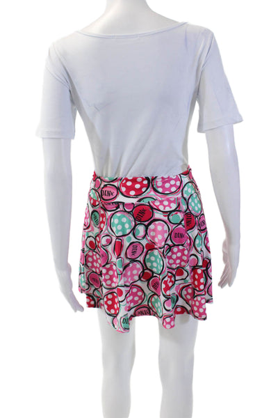 Bella Bella Sport Womens Printed Lined Pull On Skort Skirt Pink Combo Size S